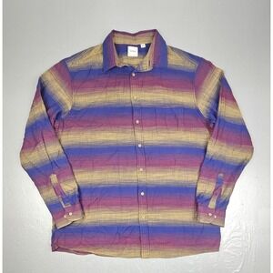 Rowm Button Up Shirt Mens XLT Multicolor Striped Long Sleeve Southwestern Casual